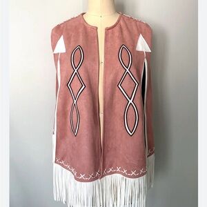 Blue B Pink Western Fringe Cape NWT